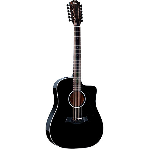Taylor 250ce Plus Dreadnought 12-String Acoustic-Electric Guitar Black - musicians--Friend