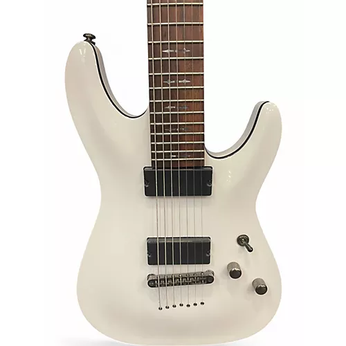 Used Schecter Guitar Research Demon 7 String white Solid Body Electric Guitar white - musicians--Friend