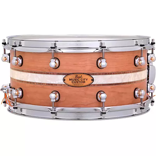 Pearl Music City Custom Solid Shell Snare Cherry with DuoBand Ebony Marine Inlay 14 x 6.5 in. - musicians--Friend