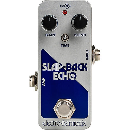 Electro-Harmonix SLAP-BACK ECHO Analog Delay Effects Pedal Silver and Blue - musicians--Friend