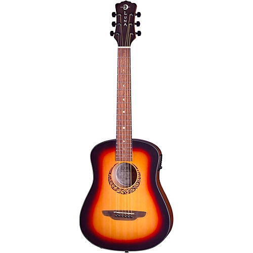 Luna Safari Tribal Travel Acoustic-Electric Left-Handed Guitar Tobacco Sunburst - musicians--Friend