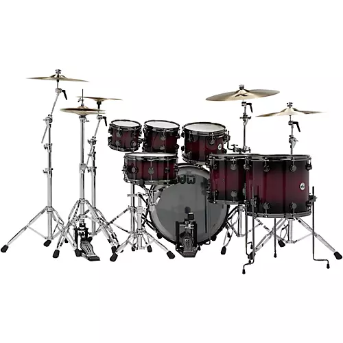 DW Collector's Series Purpleheart 7-Piece Lacquer Specialty Shell Pack Natural to Black Burst With Black Nickel Hardware - musicians--Friend