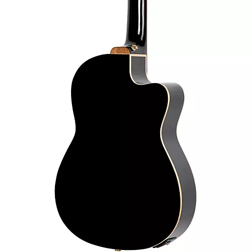 Ortega Performer Series RCE138-T4BK-L Thinline Acoustic Electric Nylon Guitar Black - musicians--Friend