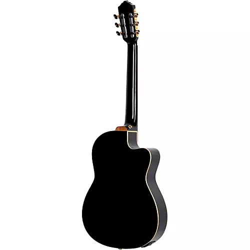 Ortega Performer Series RCE138-T4BK-L Thinline Acoustic Electric Nylon Guitar Black - musicians--Friend