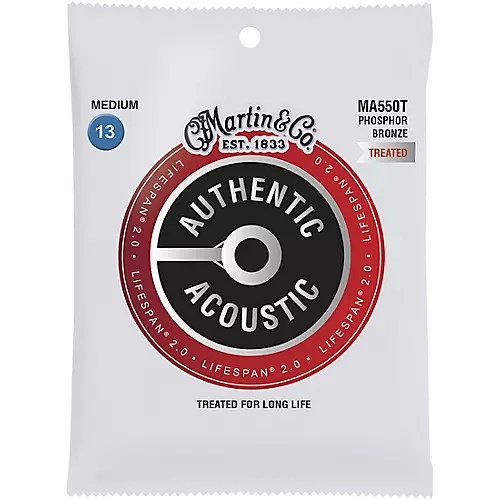 Martin MA550T Lifespan 2.0 Phosphor Bronze Medium Authentic Acoustic Guitar Strings - musicians--Friend
