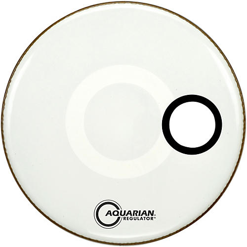 Aquarian Regulator RSM Off-Set Hole Bass Drum Head Gloss White 22 in. - musicians--Friend
