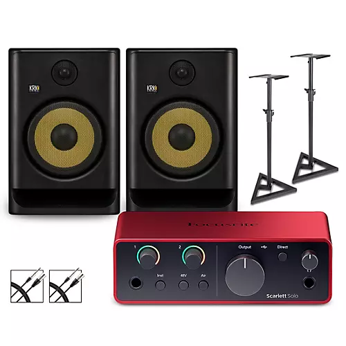 Focusrite Solo Gen4 with KRK ROKIT G5 Studio Monitor Pair (Stands & Cables Included) ROKIT 8 - musicians--Friend