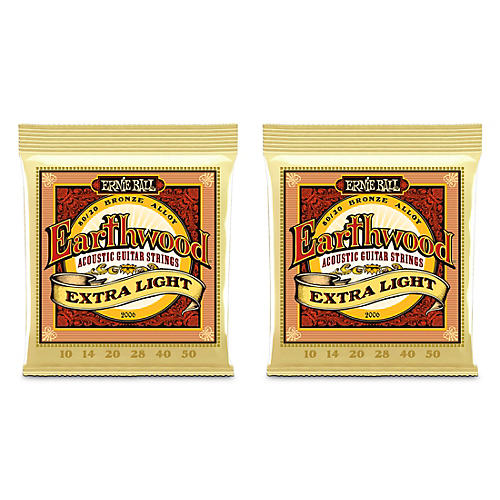 Ernie Ball 2006 Earthwood 80/20 Bronze Extra Light Acoustic Guitar Strings 2-Pack - musicians--Friend