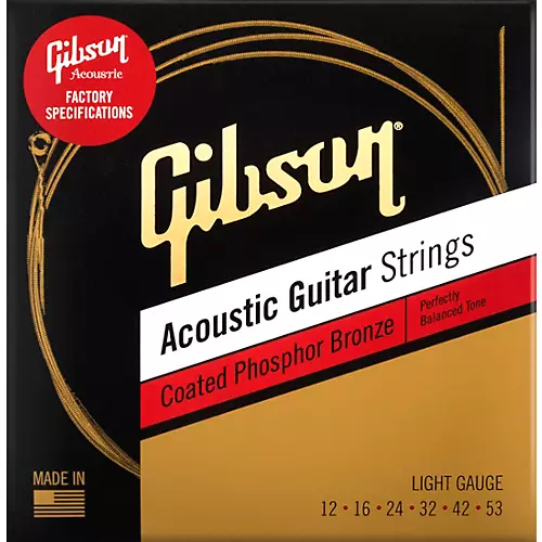 Gibson Coated Phosphor Bronze Acoustic Guitar Strings, Light Gauge - musicians--Friend