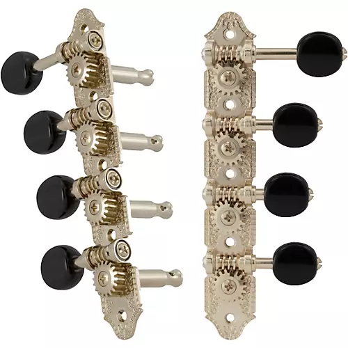 Grover Professional Mandolin F Style 409 Series Black Button Tuning Machines Chrome - musicians--Friend