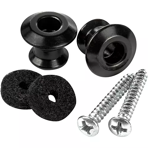 Dunlop STRAPLOK DUAL DESIGN STRAP BUTTON SET - NICKEL - 2/SET Black - musicians--Friend