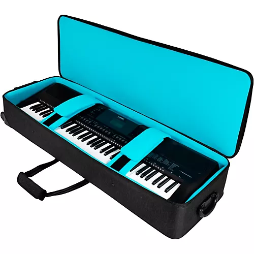 Gator GKP76-BLK Semi-Rigid Lightweight Pro Wheeled Case for 76-Note Keyboards; Charcoal Black Electric Blue Interior - musicians--Friend