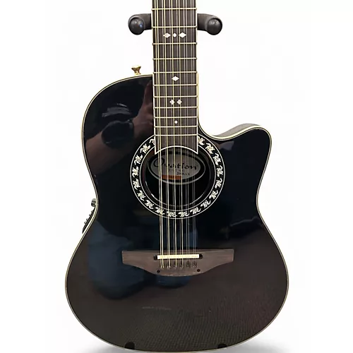 Used Ovation 2056AX5 Pro Legend Black 12 String Acoustic Electric Guitar Black - musicians--Friend