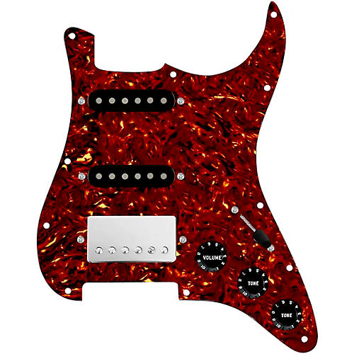 920D Custom HSS Loaded Pickguard For Strat With A Nickel Smoothie Humbucker, Black Texas Vintage Pickups and Black Knobs White Pearl - musicians--Friend