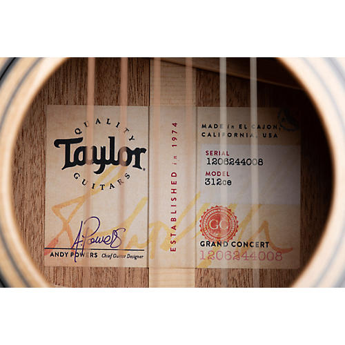 Taylor 312ce Grand Concert Acoustic-Electric Guitar Natural - musicians--Friend