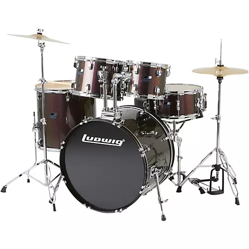 Ludwig BackBeat Complete 5-Piece Drum Set With Hardware and Cymbals Metallic Purple Mist - musicians--Friend