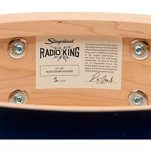 Slingerland Limited-Edition Radio King Specialty Lacquer Maple Snare Drum 14 x 7 in. Blue & Silver Lacquer - musicians--Friend