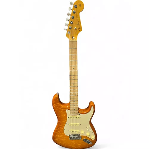 Used 2016 Fender Custom Dlx Stratocaster Flamed Amber Solid Body Electric Guitar Flamed Amber - musicians--Friend