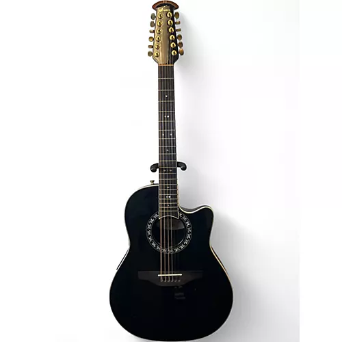 Used Ovation 1866 LEGEND Black 12 String Acoustic Electric Guitar Black - musicians--Friend