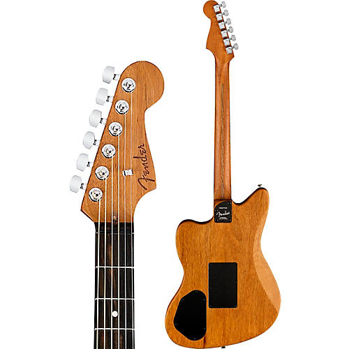 Fender American Acoustasonic Jazzmaster All-Mahogany Acoustic-Electric Guitar Bourbon Burst - musicians--Friend