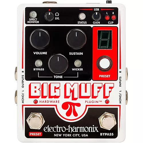 Electro-Harmonix Big Muff Pi Hardware Plug-in Harmonic Distortion/Sustainer Effects Pedal White - musicians--Friend