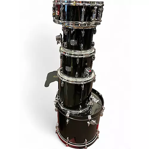 Used Yamaha 5 Piece Stage Custom Black Drum Kit Black - musicians--Friend