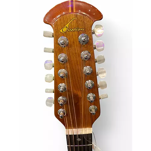 Used Ovation 1755Custom Balladeer Natural 12 String Acoustic Electric Guitar Natural - musicians--Friend