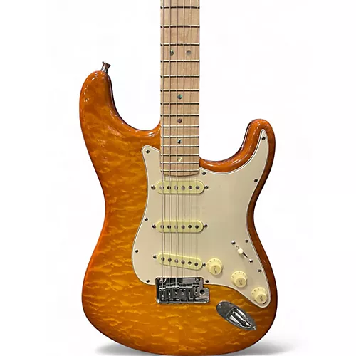 Used 2016 Fender Custom Dlx Stratocaster Flamed Amber Solid Body Electric Guitar Flamed Amber - musicians--Friend