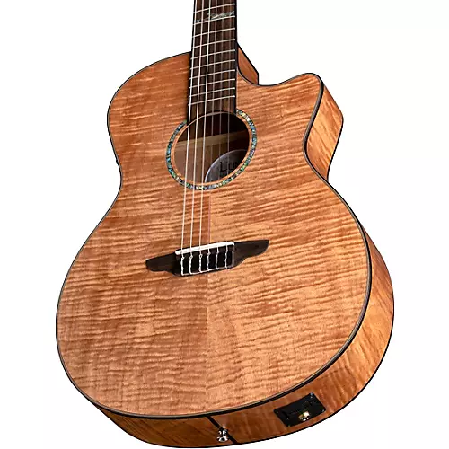 Luna High Tide Exotic Mahogany Nylon-String Acoustic-Electric Grand Concert Cutaway Guitar Satin Natural - musicians--Friend