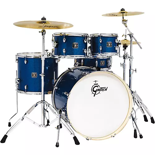 Open-Box Gretsch Drums Energy 5-Piece Drum Set With Hardware and Zildjian Cymbals Condition 1 - Mint Dark Blue Sparkle - musicians--Friend
