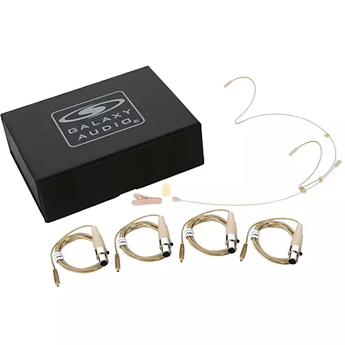 Galaxy Audio HSM4 Dual Ear Headset Mic With 4 Galaxy Audio/AKG Connector Cables, Windscreen, Clip and Case Beige - musicians--Friend