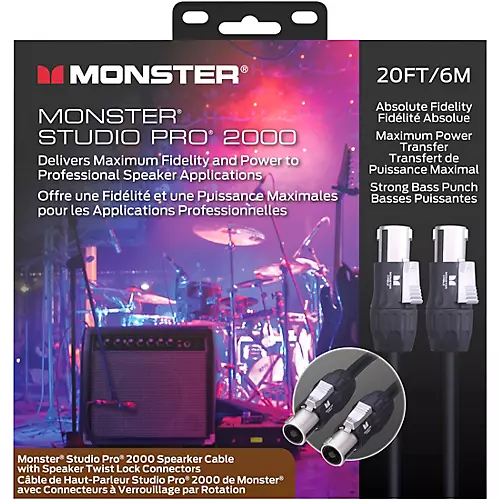 Monster Cable Prolink Studio Pro 2000 Speaker Cable with Speak-On Connectors 20 ft. Black - musicians--Friend