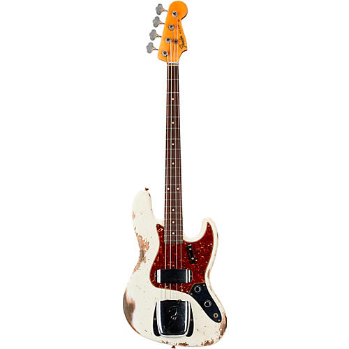 Fender Custom Shop 1960 Jazz Bass Guitar Heavy Relic Aged Olympic White - musicians--Friend