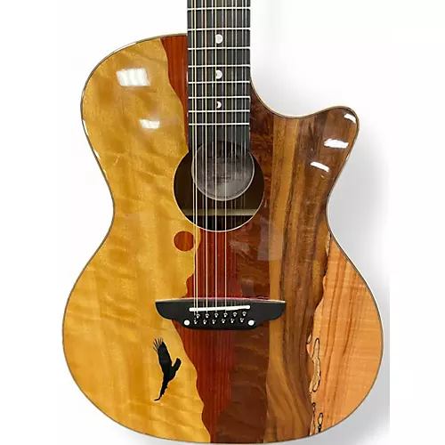Used Luna VISTA EAGLE 12STR Natural 12 String Acoustic Electric Guitar Natural - musicians--Friend