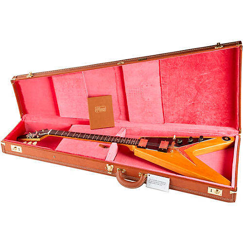 Gibson Custom 1958 Korina Flying V Black Pickguard Electric Guitar Natural - musicians--Friend