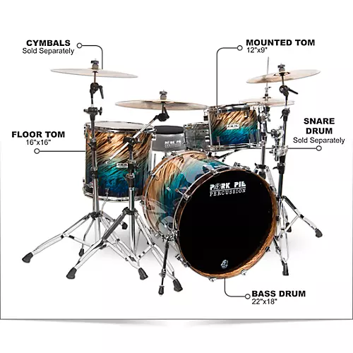 Pork Pie Birch 3-Piece Shell Pack Blue Fade Dip - musicians--Friend