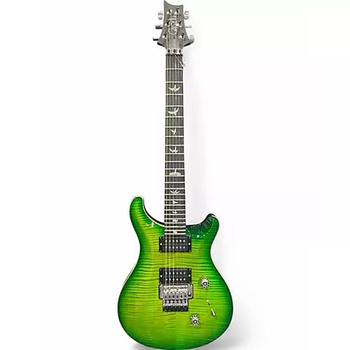 Used PRS Custom 24 10 Top Floyd Emerald Green Solid Body Electric Guitar Emerald Green - musicians--Friend