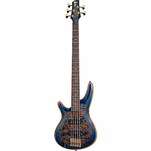 Ibanez Premium SR2605L Left-Handed 5-String Electric Bass Guitar Cerulean Blue Burst - musicians--Friend