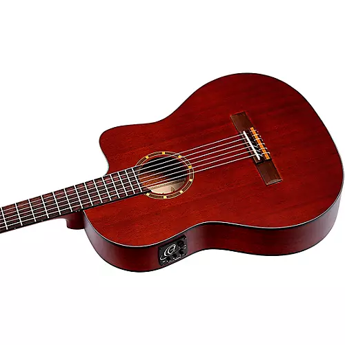Ortega Family Series RCE125MMSN Thinline Acoustic-Electric Nylon Guitar Mahogany - musicians--Friend