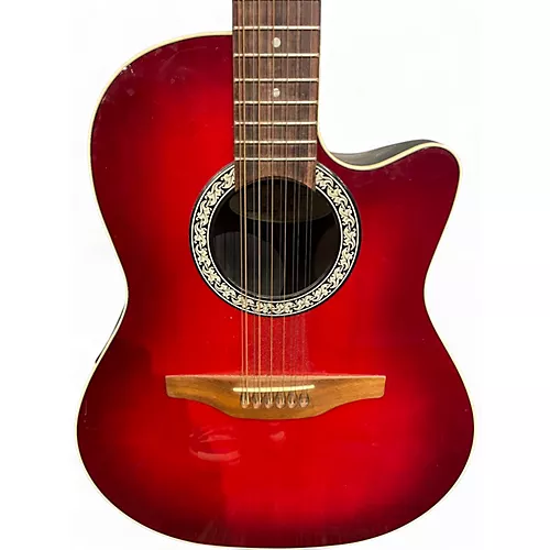 Used Ovation 6751 Standard Balladeer Red Burst 12 String Acoustic Electric Guitar Red Burst - musicians--Friend