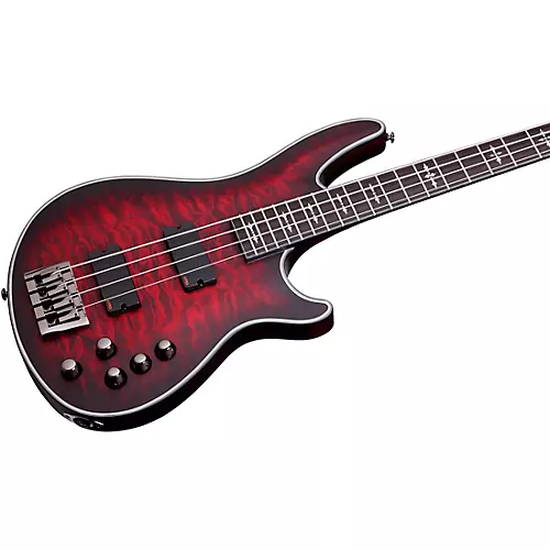 Schecter Guitar Research Hellraiser Extreme-4 Electric Bass Guitar Satin Crimson Red Burst - musicians--Friend