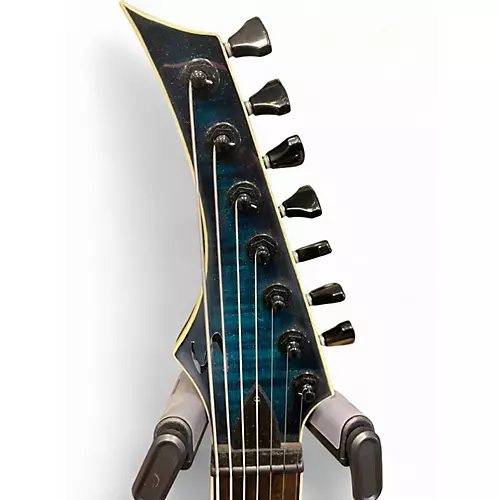 Used Skervessen Raptor 7 Blue Burst Aqua Solid Body Electric Guitar Blue Burst Aqua - musicians--Friend