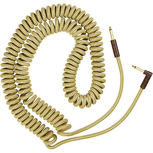 Fender Deluxe Series Straight to Angled Coiled Cable 30 ft. Black Tweed - musicians--Friend
