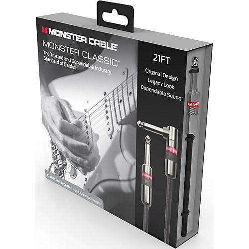 Monster Cable Prolink Classic Pro Audio Instrument Cable, Right Angle to Straight 21 ft. Black - musicians--Friend