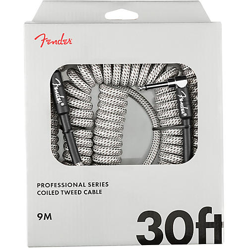 Fender Professional Series Straight to Angled Coil Cable 30 ft. White Tweed - musicians--Friend