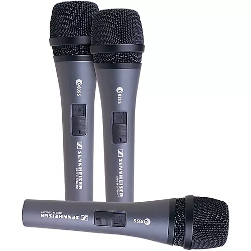 Sennheiser Handheld microphone set with (3) e 835-S (cardioid, dynamic), (3) MZQ 800 clips and (3) carrying pouches (3.5 lbs) - musicians--Friend