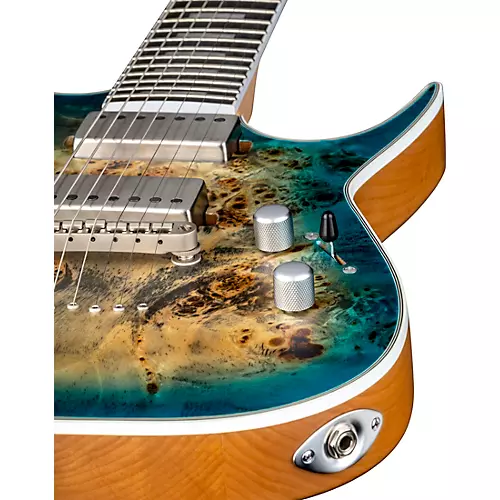 Dean Exile Select Burled Poplar 7-String Electric Guitar Satin Turquoise Burst - musicians--Friend