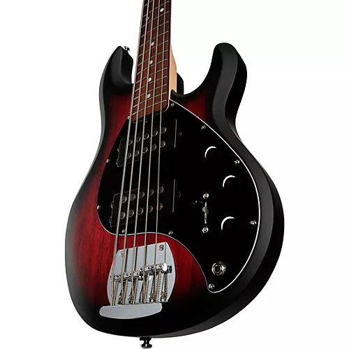 Sterling by Music Man StingRay Ray5HH Limited-Edition 5-String Bass Guitar Ruby Red Burst Satin - musicians--Friend