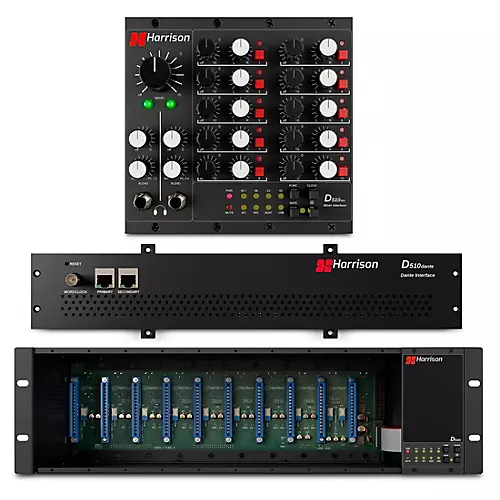 Harrison D510r 10-Slot 500 Series Rack System with Dante Interface Card & Analog Mixer Module - musicians--Friend