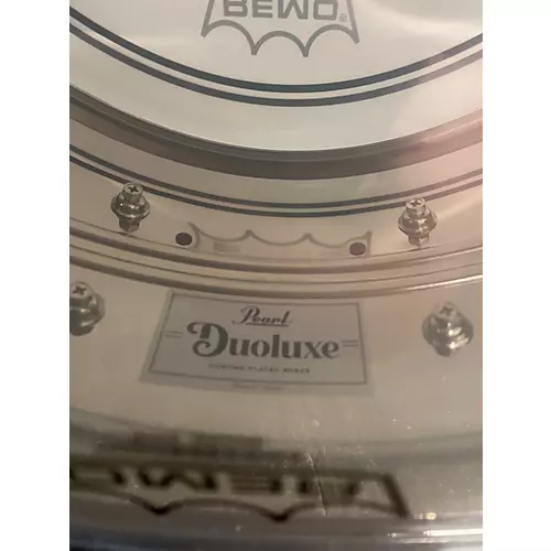 Used Pearl 6.5X14 Duoluxe Inlaid Chrome Over Brass Chrome over Brass Drum Chrome over Brass 15 - musicians--Friend